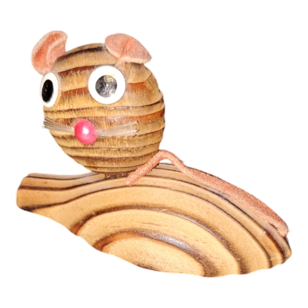 Whimsical Cat Wooden Figurine About 3in in length and 1.75 high